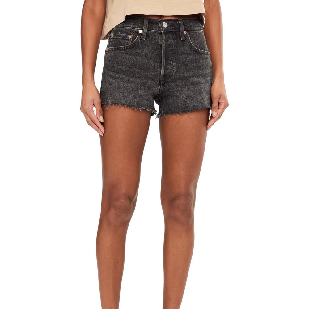 Levi's 501 Black Raw-Hem Denim Shorts